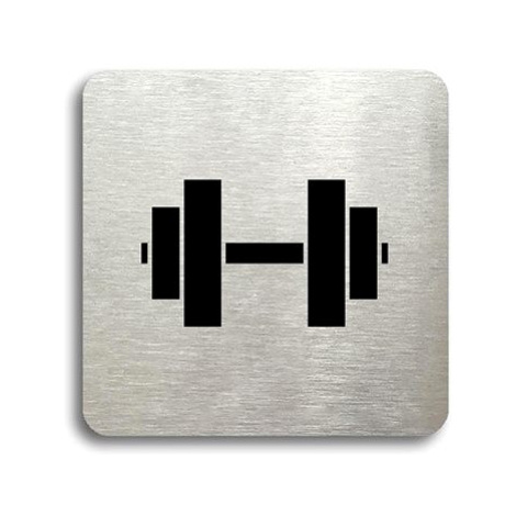 Accept Piktogram "fitness V" (80 × 80 mm) (stříbrná tabulka - černý tisk bez rámečku)