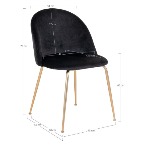 Norddan Designová židle Ernesto, černá / mosaz