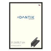 DANTIK rámeček 21 × 29,7, ALU profil 6001 Černý matný sklo čiré