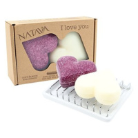 Natava dárková kazeta srdce /šampon 95 g + balzám 85 g + keramická mýdlenka/