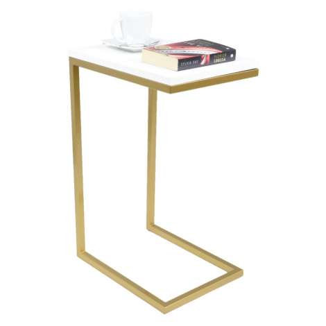 ArtAdrk Příruční stolek SPARK | zlaté nohy Barva: Bílá