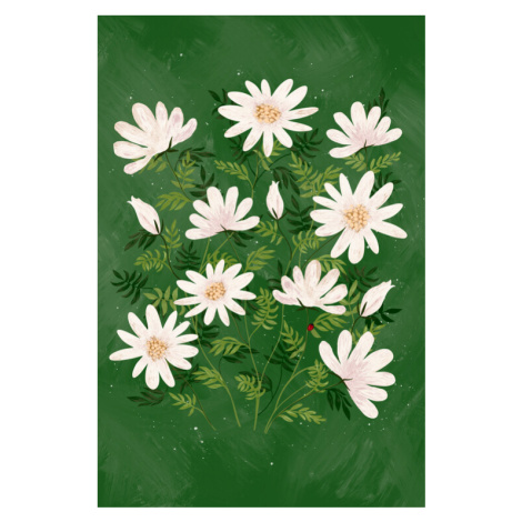 Ilustrace Ladybug flowers green, EMELIEmaria, 26.7x40 cm
