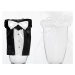 PartyDeco Svatební oblečení na sklenice Ženich s nevěstou
