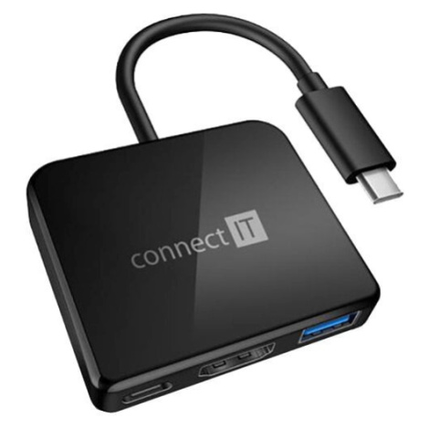 CONNECT IT externí USB-C hub 3v1, 1xUSB-C, 1xUSB 3.2, HDMI 1.4, 4K@30Hz, PD 2.0, 60W, černá - CH