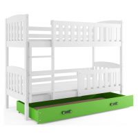 BMS Dětská patrová postel KUBUŠ | bílá Barva: bílá / zelená, Rozměr: 190 x 80 cm