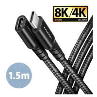 AXAGON BUCM32-CF15AB prodlužovací kabel USB-C (M) <-> USB-C (F), 1,5m, USB 20Gbps, PD 240W 5A, 8