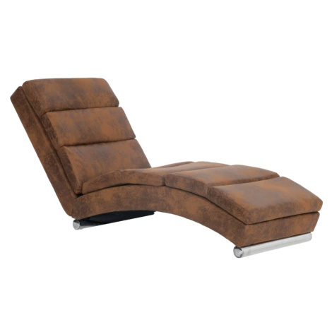 vidaXL Lenoška hnědá umělá broušená kůže