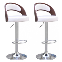 Barové židle 2 ks umělá kůže / dřevo / kov Dekorhome Bílá,Barové židle 2 ks umělá kůže / dřevo /