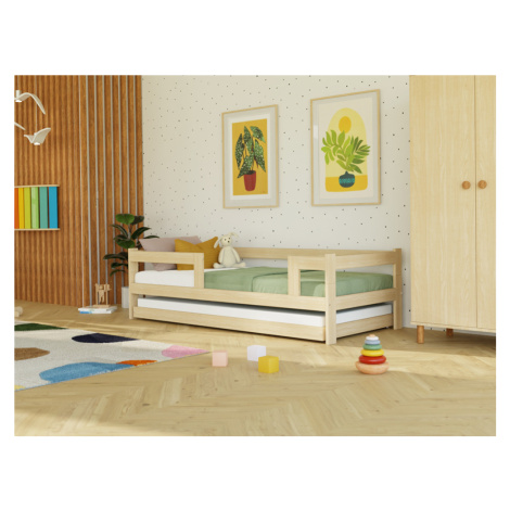 Benlemi Jednolůžková postel ze dřeva SAFE 5v1 se zábranou a přistýlkou Zvolte barvu: Pastelově r