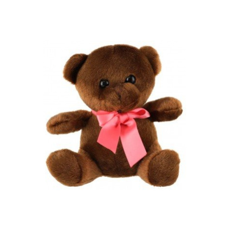 Medvěd/Medvídek sedící s mašlí plyš 15cm tmavě hnědý v sáčku 0+ Teddies