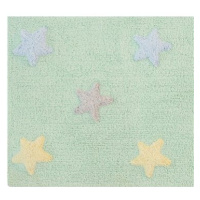 Bio kusový, ručně tkaný Tricolor Stars Soft Mint 120×160 cm