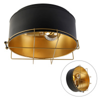 Industriální stropní svítidlo černá se zlatou 35 cm - Barril
