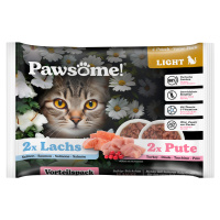 Pawsome Pawsome! Adult light Kapsičky s krůtím a lososem Multipack 4x85g