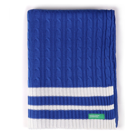 Pletená deka United Colors of Benetton / 100% akrylové vlákno / 140 x 190 cm / modrá