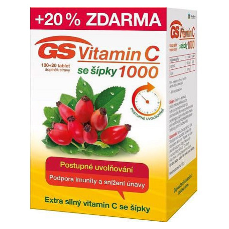 Gs Vitamin C1000+šípky Tbl.100+20 čr/sk Green Swan
