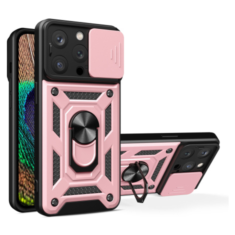 Hybrid Armor Camshield silikonové pouzdro s kovovým kroužkem na iPhone 14 PRO MAX 6.7" Pink