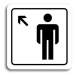 Accept Piktogram "WC muži vlevo nahoru" (80 × 80 mm) (bílá tabulka - černý tisk)