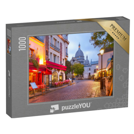 puzzle „Náměstí Place du Tertre s kavárenskými stolky a Sacre-Coeur, Paříž, Francie“