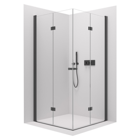 Sprchový kout Volpe Duo L/P - 6 mm - černá matná, transparentní sklo - 60x70x190 cm - zalamovací