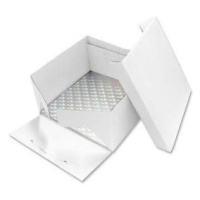 Podložka dortová stříbrná čtverec 25,4cm x 25,4cm + dortová krabice s víkem - PME