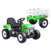 Mamido Elektrický traktor s vlečkou T2 zelený 12V7Ah EVA kola