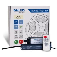 McLED  LED pásek - sada 6 m + Přijímač Nano IP67, 240 LED/m, WW, 6 W/m, DC 24V, 500 lm/m, CRI90,