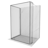 MEXEN/S Kioto Sprchová zástěna WALK-IN 130 x 120 x 30 cm, černý vzor, chrom 800-130-120-221-01-7