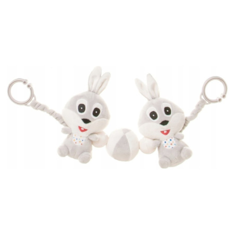 4 BABY Plyšové chrastítko, zábrana na kočárek, Rabbit, šedo/bílé 4Baby