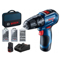 Bosch Nářadí - 12V AKU vrtací šroubovák s příslušenstvím, 2x aku 2,0 Ah Li-Ion, nabíječka 06019G