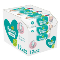 12x PAMPERS Sensitive Ubrousky vlhčené 52 ks