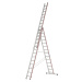 HYMER Hliníkový víceúčelový žebřík, provedení Profi, 3 x 14 příčlí, max. pracovní výška 10,34 m