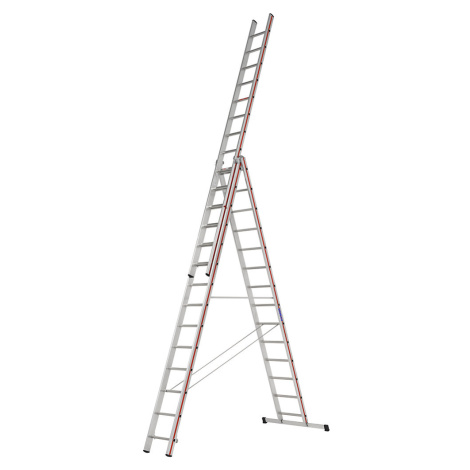 HYMER Hliníkový víceúčelový žebřík, provedení Profi, 3 x 14 příčlí, max. pracovní výška 10,34 m