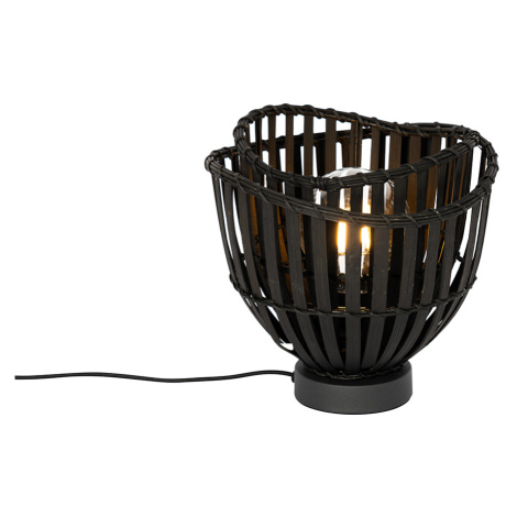 Orientální stolní lampa černá bambus - Pua QAZQA