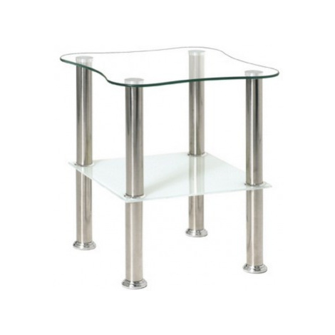 Přístavný stolek Klock, čiré/bílé sklo Asko