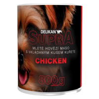 Delikan SUPRA DOG mleté hovězí maso s velkou porcí kuřete 800g konzerva pro psa