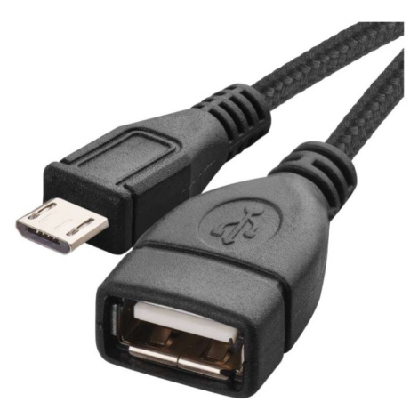 Datový OTG kabel USB-A 2.0 / micro USB-B 2.0 s funkcí redukce, 15 cm, černý EMOS