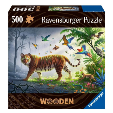 Ravensburger dřevěné puzzle tygr v džungli 500 dílků