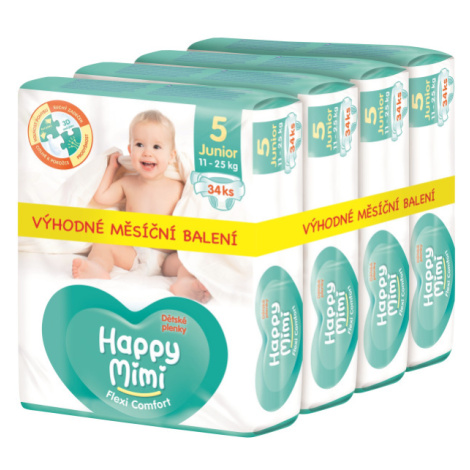 Happy Mimi Flexi Comfort dětské plenky 5 Junior 136 ks - měsíční balení