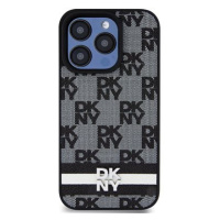 DKNY PU Leather Checkered Pattern and Stripe Zadní Kryt pro iPhone 13 Pro Max Black