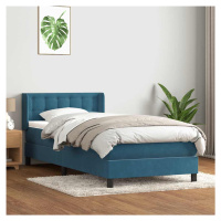 vidaXL Box spring postel s matrací tmavě modrá 100x210 cm samet