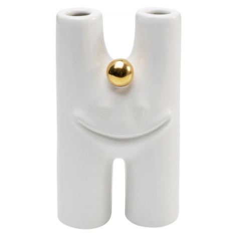 KARE Design Bílá keramická váza Funny Teeth 16cm