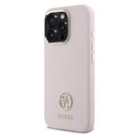 Pouzdro Guess pro iPhone 16 Pro 6.3 světle růžové Silicone Logo Strass 4G