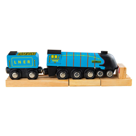 Bigjigs Rail Dřevěná replika lokomotivy Mallard + 3 koleje