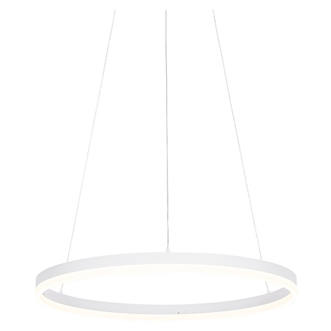 Designové závěsné svítidlo bílé 60 cm včetně LED 3 stupňové stmívatelné - Anello QAZQA