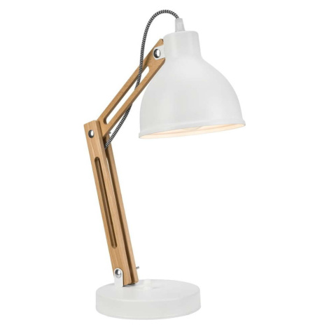 Bílo-hnědá stolní lampa s kovovým stínidlem, výška 44 cm Marcello – LAMKUR