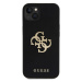 Zadní kryt Guess PU Perforated 4G Glitter Metal Logo pro Apple iPhone 13, černá