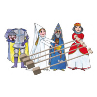 Marionetino - Loutky - královna, Bílá paní, čaroděj, bezhlavý rytíř + 4 ks tyček