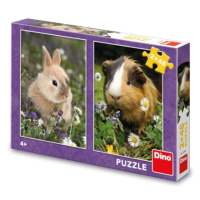 Puzzle Králíček a morče 2x48 dílků DINO