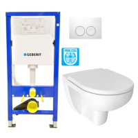 GEBERIT DuofixBasic s bílým tlačítkem DELTA21 + WC JIKA LYRA PLUS RIMLESS + SEDÁTKO DURAPLAST 45