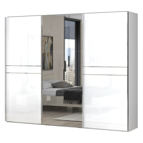 Třídveřová posuvná skříň se zrcadlem tiana š.272cm - bílá